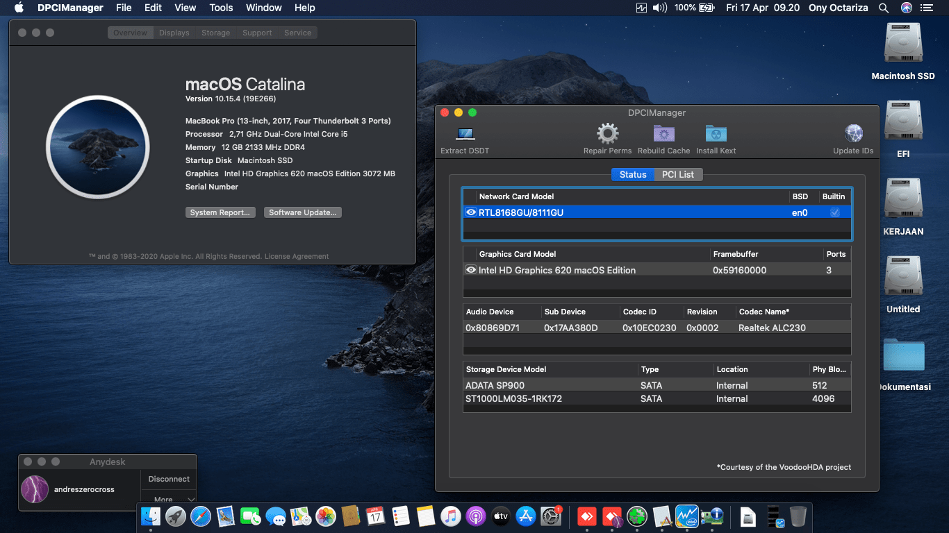 Success Hackintosh macOS Catalina 10.15.4 Build 19E266 in Lenovo Ideapad 320-14IKB